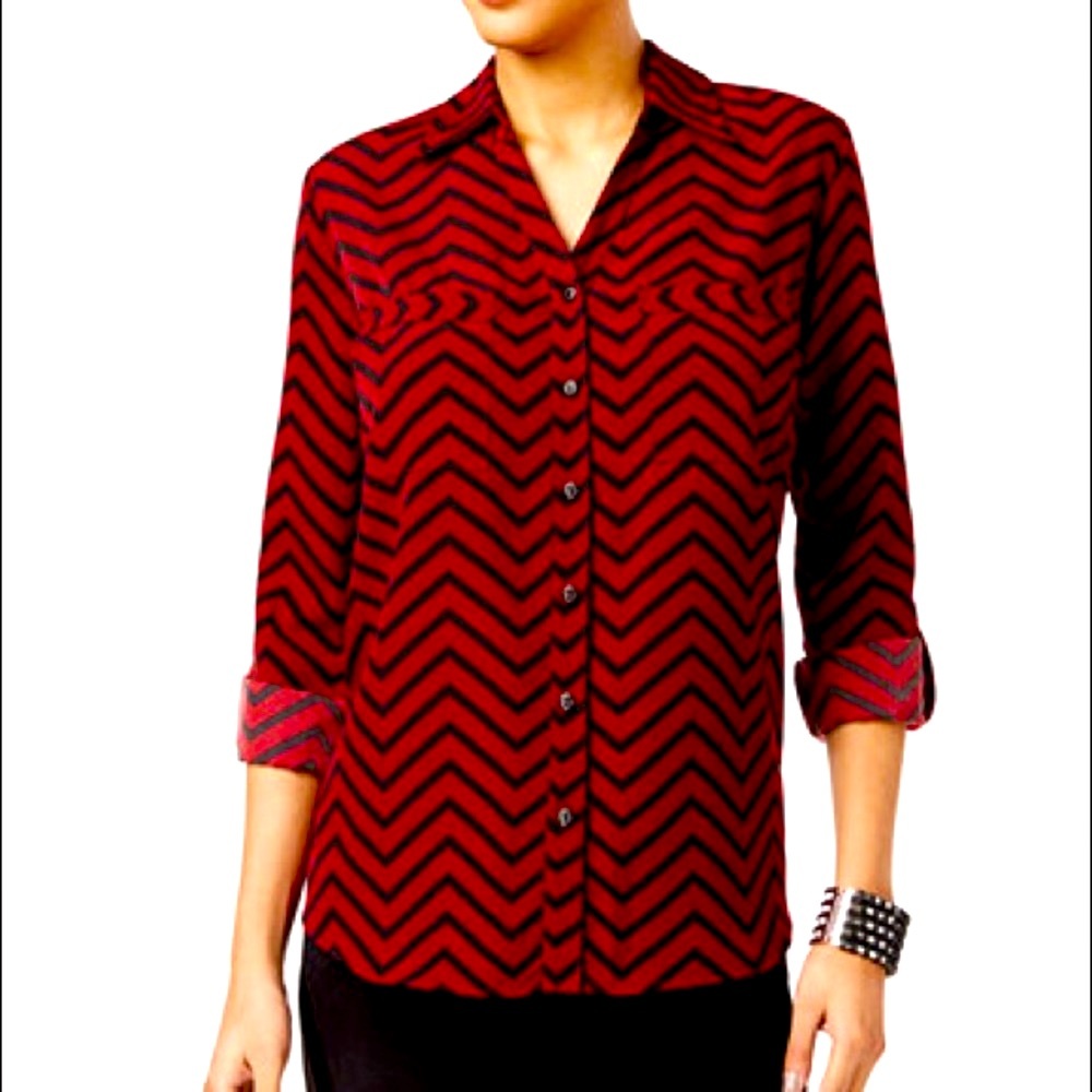 NY Collection’s Chevron Button Down Shirt